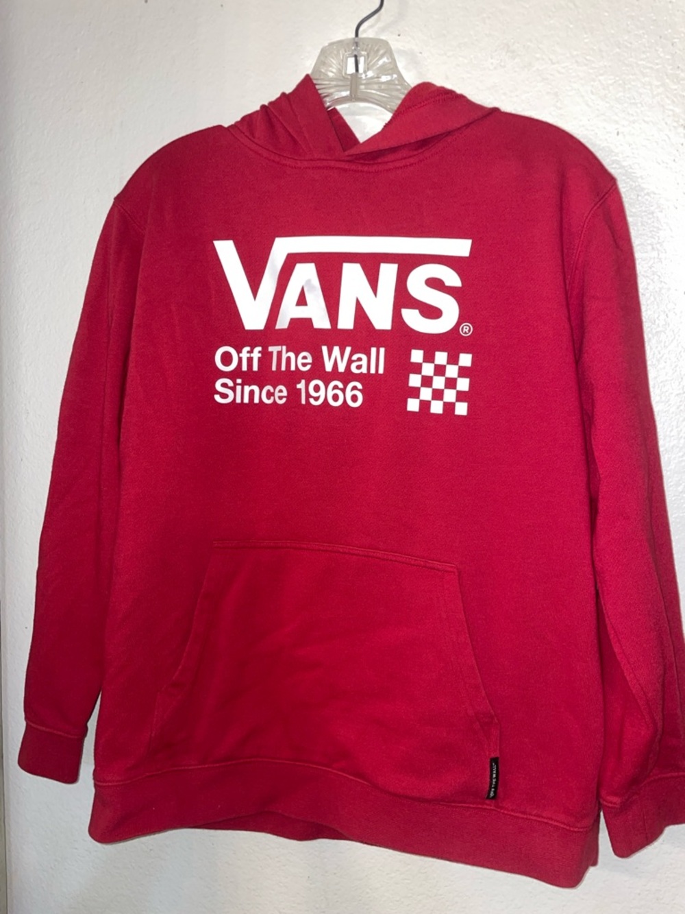 Vans Red Pullover Hoodie with White Logo Print